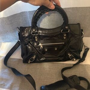 Balenciaga Black Leather Shoulder Bag
